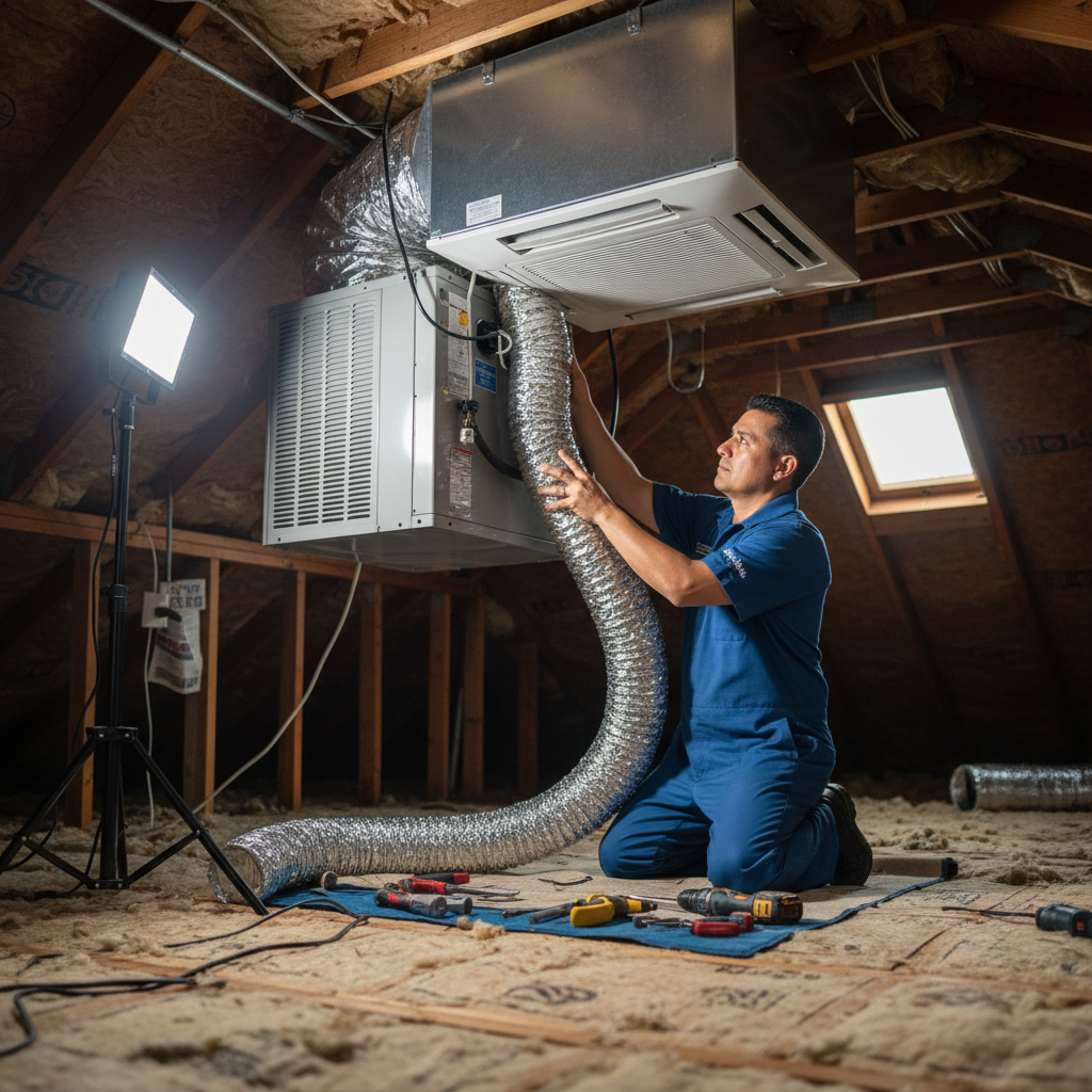 Boost My Air expert installing a new air conditioning unit in the DFW metroplex, TX.