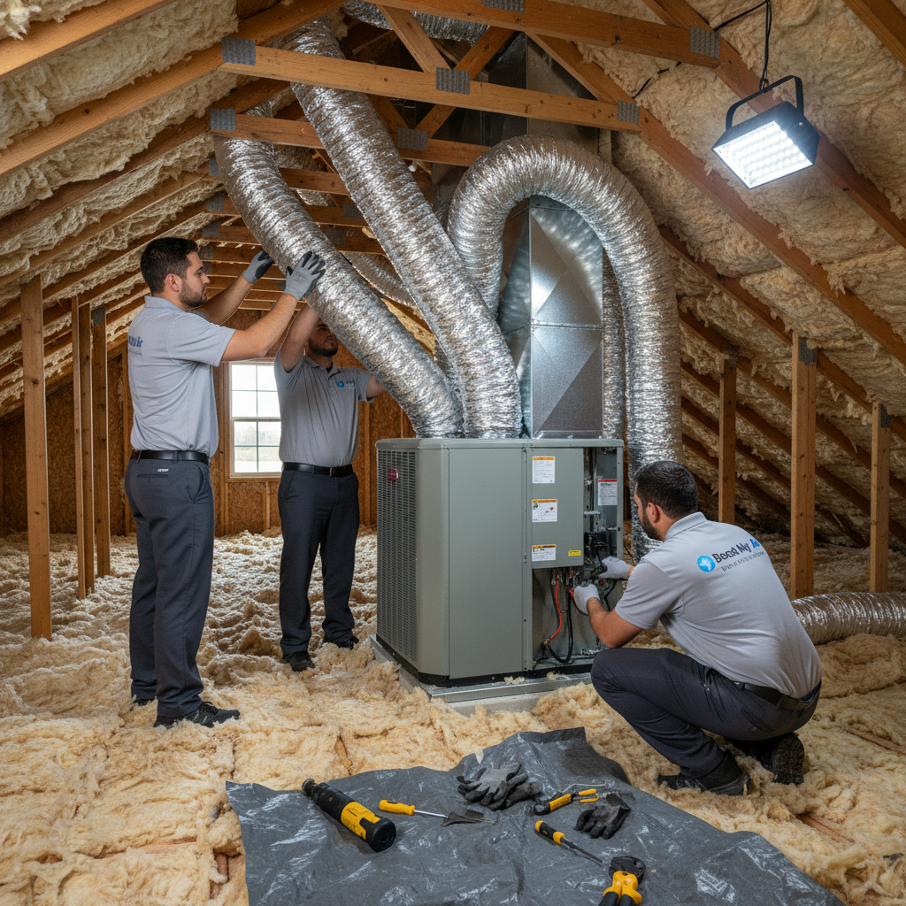 Professional Boost My Air team installing a new HVAC system in the DFW metroplex, TX.