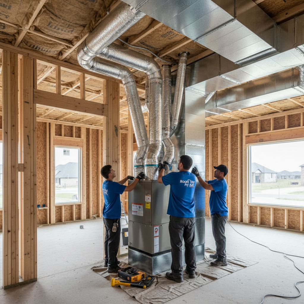 Professional HVAC installation by Boost My Air in a new home in the DFW metroplex, TX.